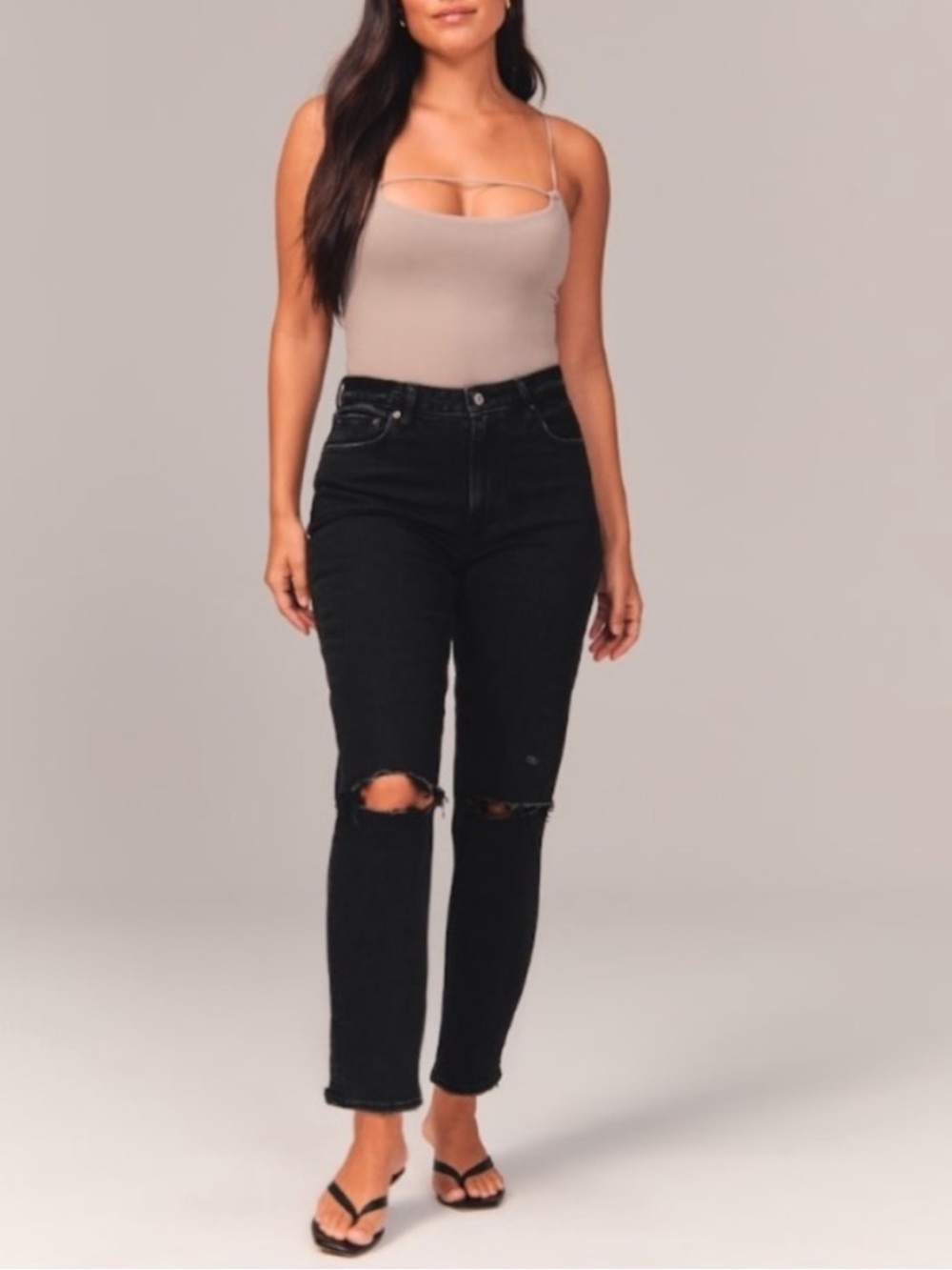 Abercrombie & Fitch the mom high rise jeans black distressed size 25/0s